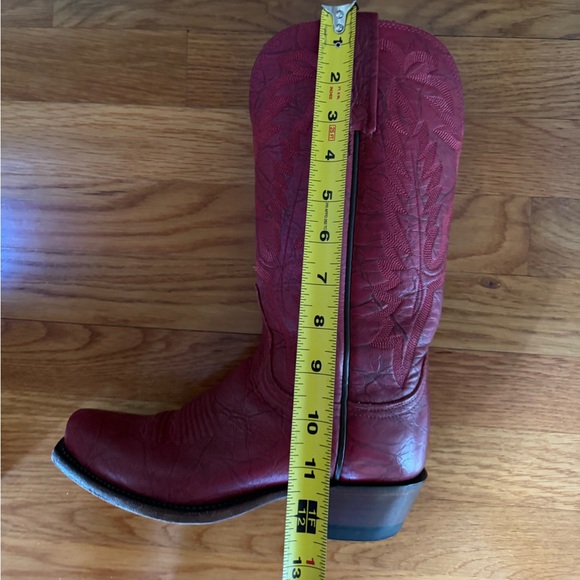 Lucchese Red Leather Cowboy Boots - Picture 12 of 14